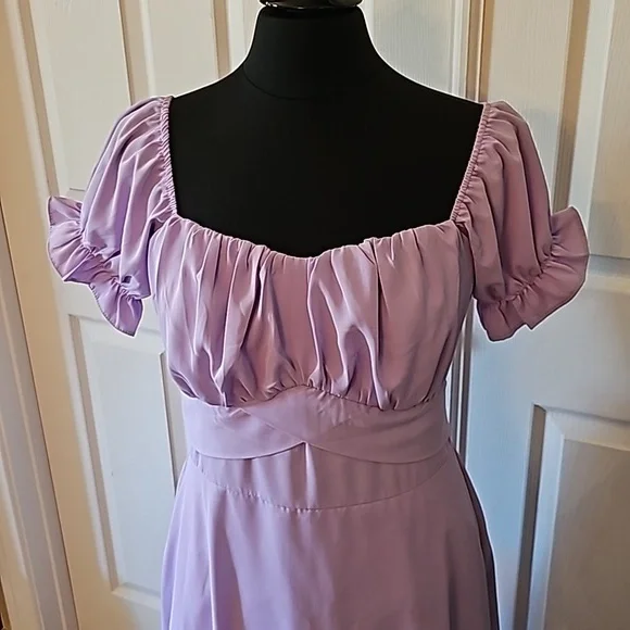 Lyaner OFF-SHOULDER TIE BACK MIDI DRESS LILAC.  New without tags. - Picture 2 of 9